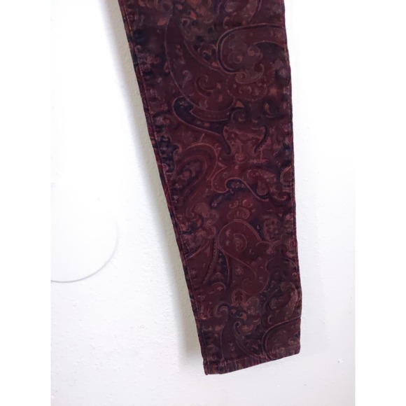 3/$20 Joe's Maroon Paisley Print Corduroy Mid Rise The Skinny Jeans 28 - Picture 4 of 10